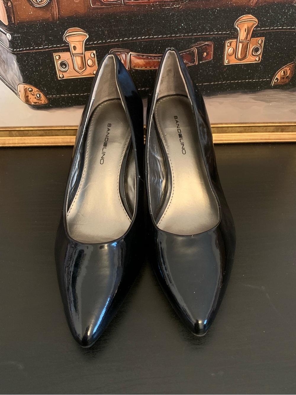 Bandolino Black Patent Pointed-Toe Women's Pumps SL014